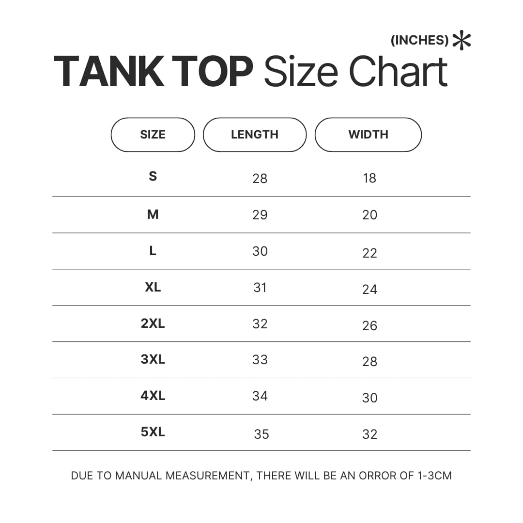 Tank Top Size Chart - Six Of Crows Store