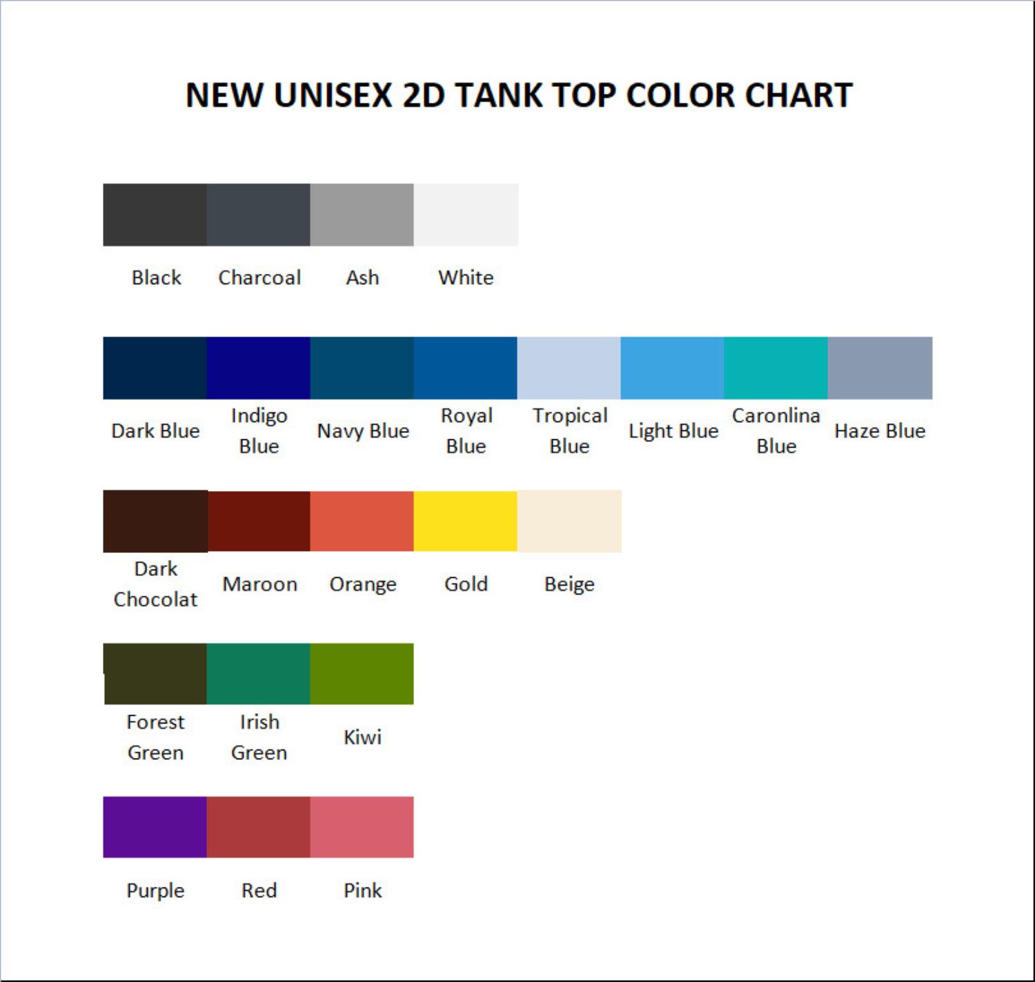 tank top color chart - Six Of Crows Store